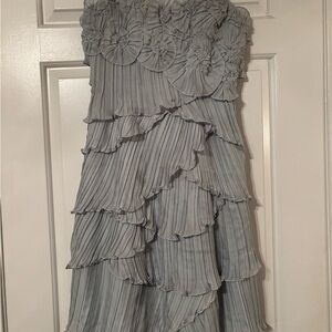 BCBGMaxAzria Strapless Blue Ruffle Dress